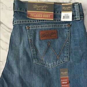 Wrangler Mens Blue Denim Retro Relaxed Boot Jeans  38x30
